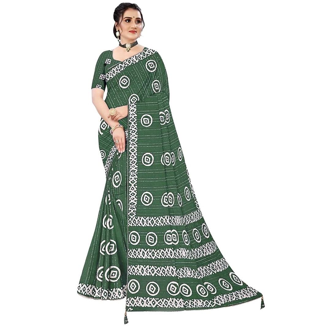 Authenzaa Women Saree ASWS093 Pista 