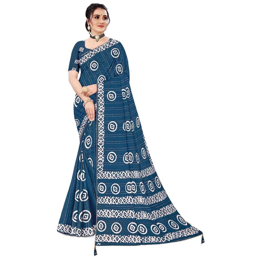 Authenzaa Women Saree ASWS093 Navy 