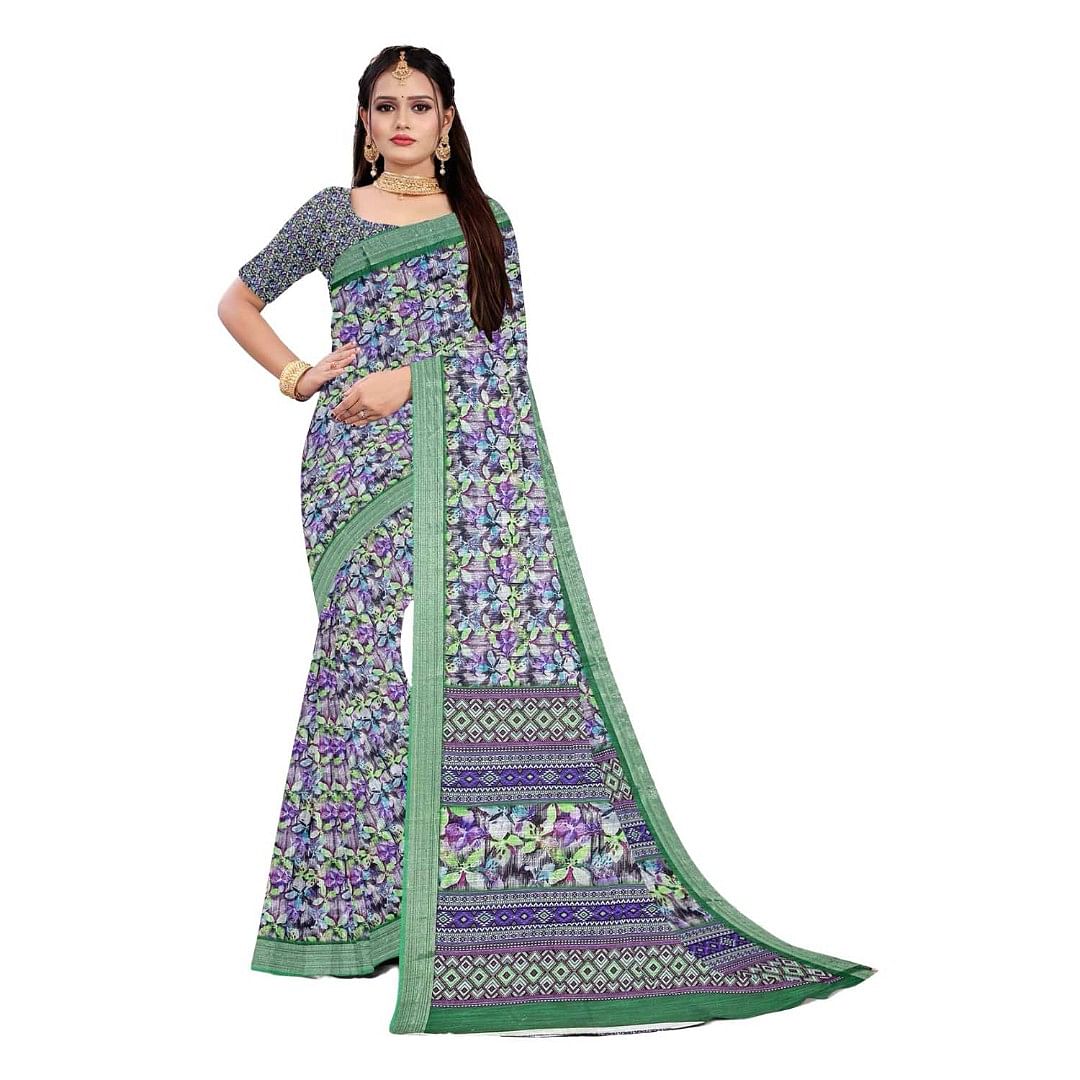 Authenzaa Women Saree ASWS081 Pista 
