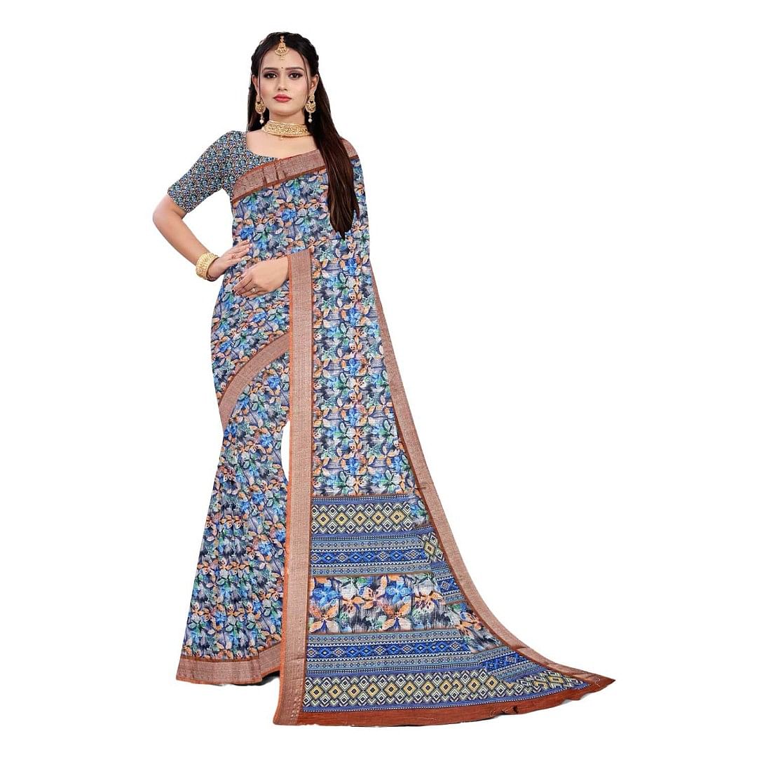 Authenzaa Women Saree ASWS081 Peach 