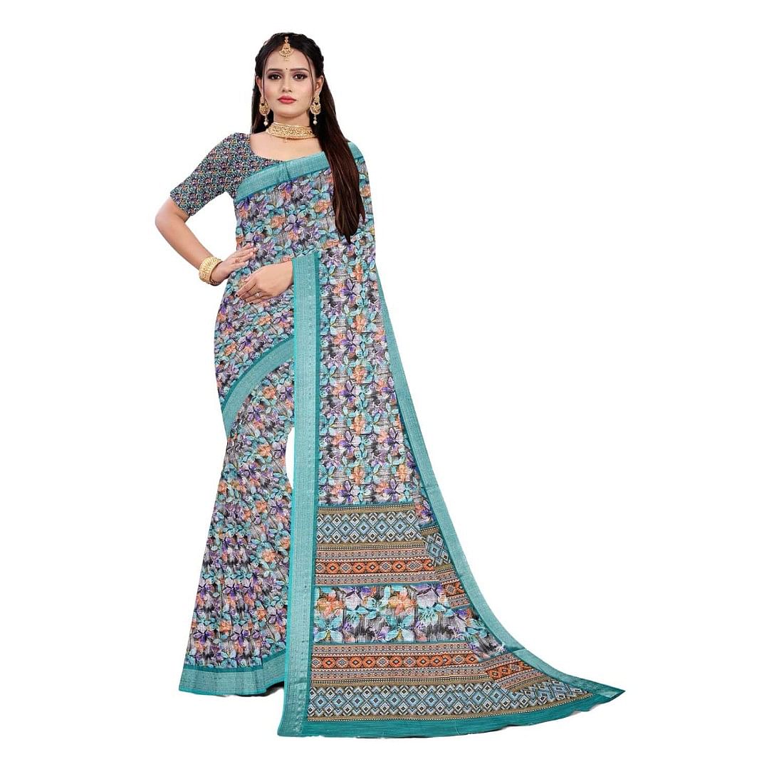Authenzaa Women Saree ASWS081 Rama 