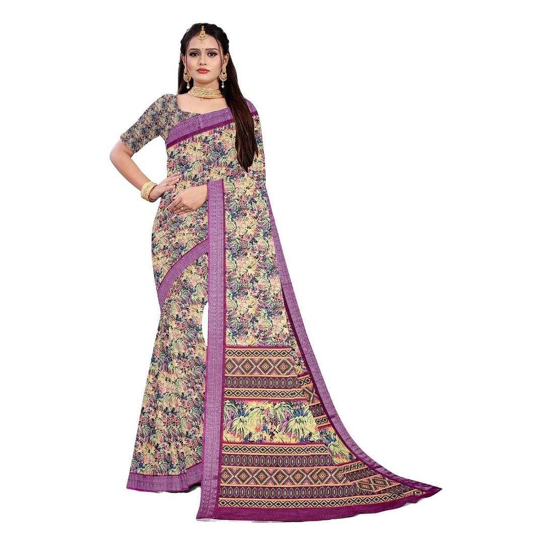Authenzaa Women Saree ASWS082 Wine 