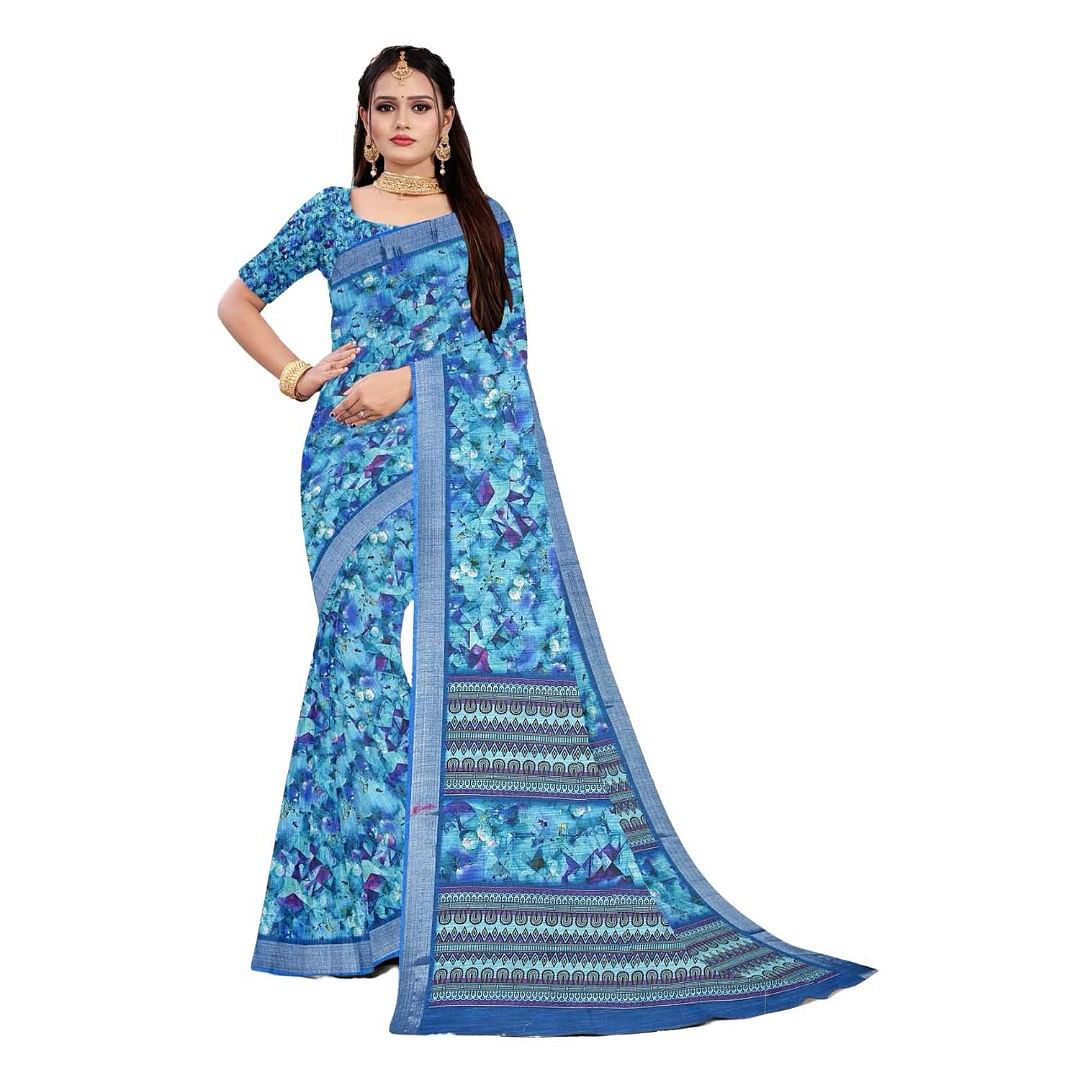 Authenzaa Women Saree ASWS083 Blue 