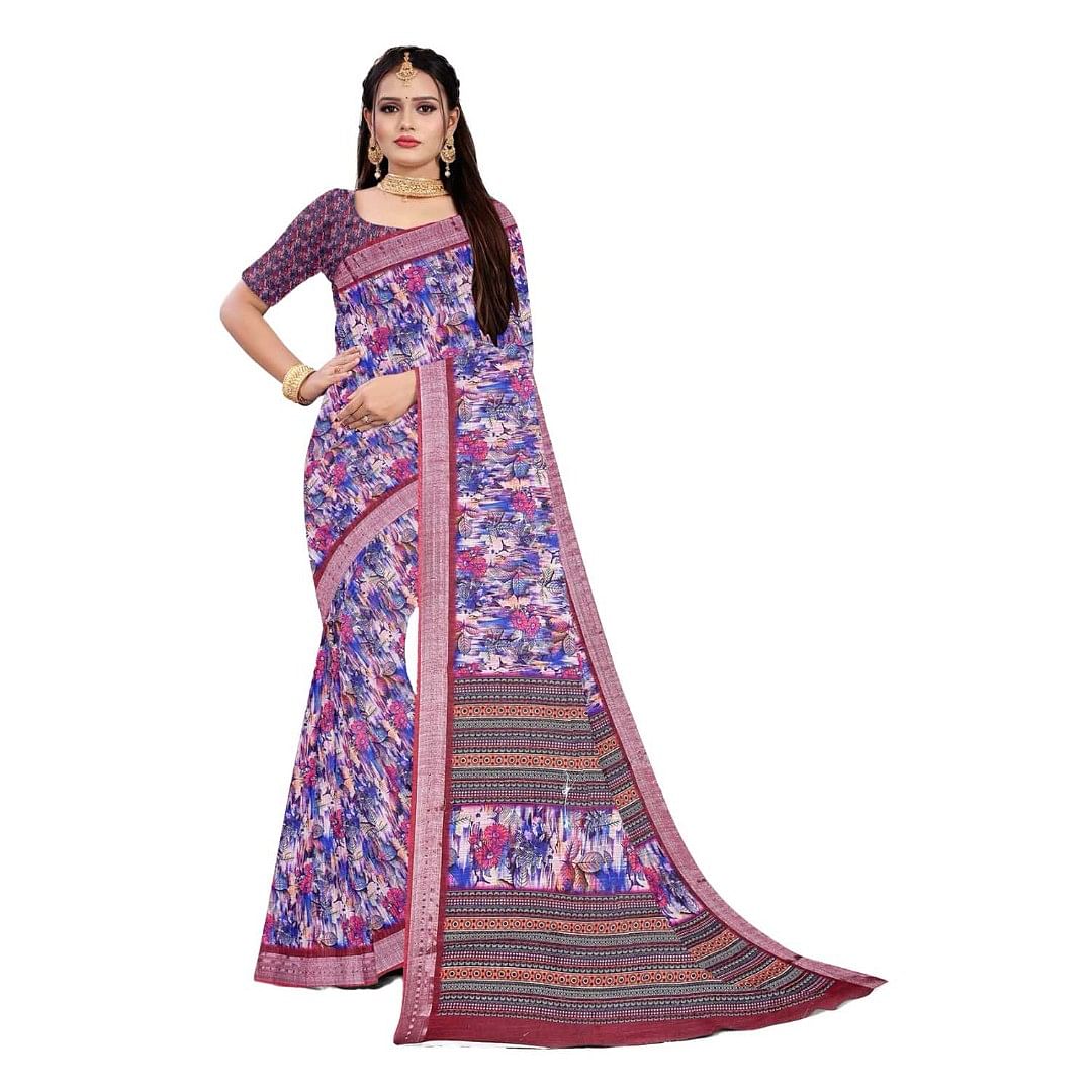 Authenzaa Women Saree ASWS084 Purple 