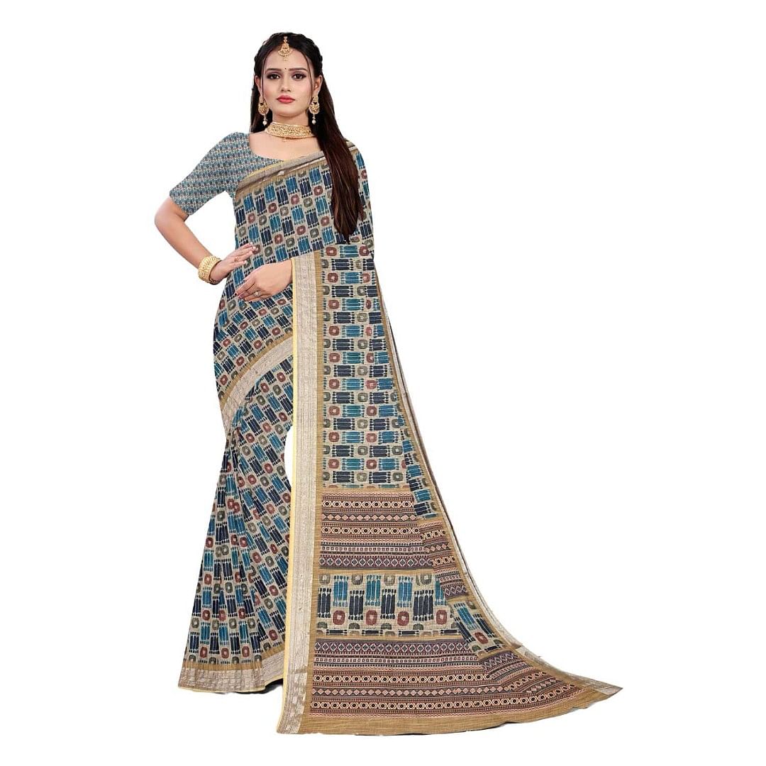 Authenzaa Women Saree ASWS085 Olive 