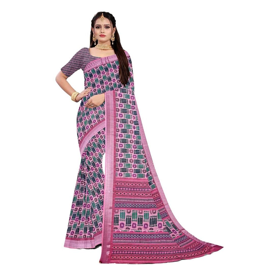 Authenzaa Women Saree ASWS085 Pink 