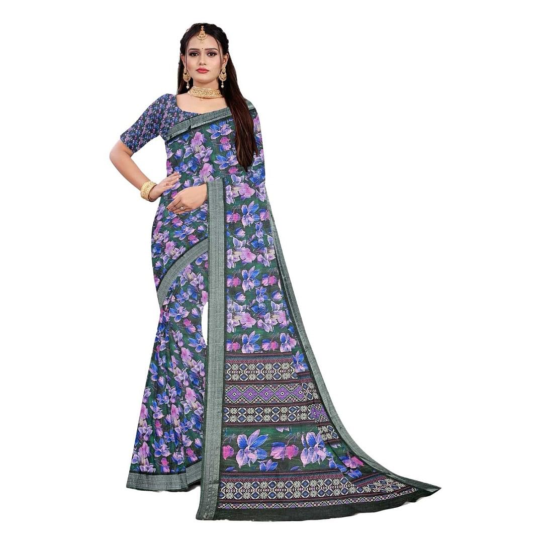 Authenzaa Women Saree ASWS086 Purple 