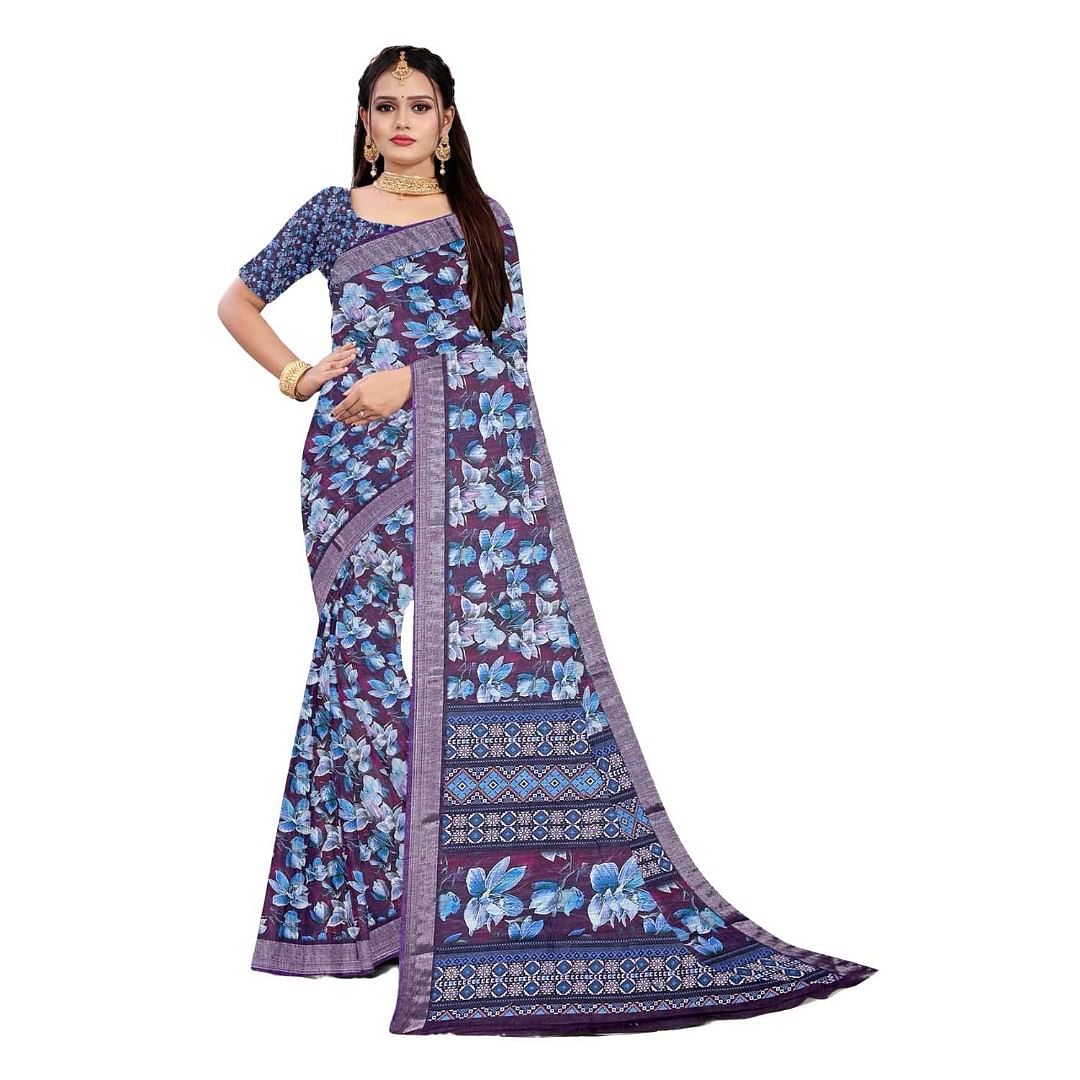 Authenzaa Women Saree ASWS086 Wine 