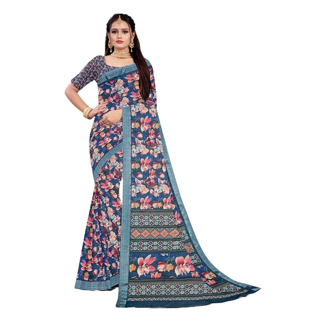 Authenzaa Women Saree ASWS086 Rama 