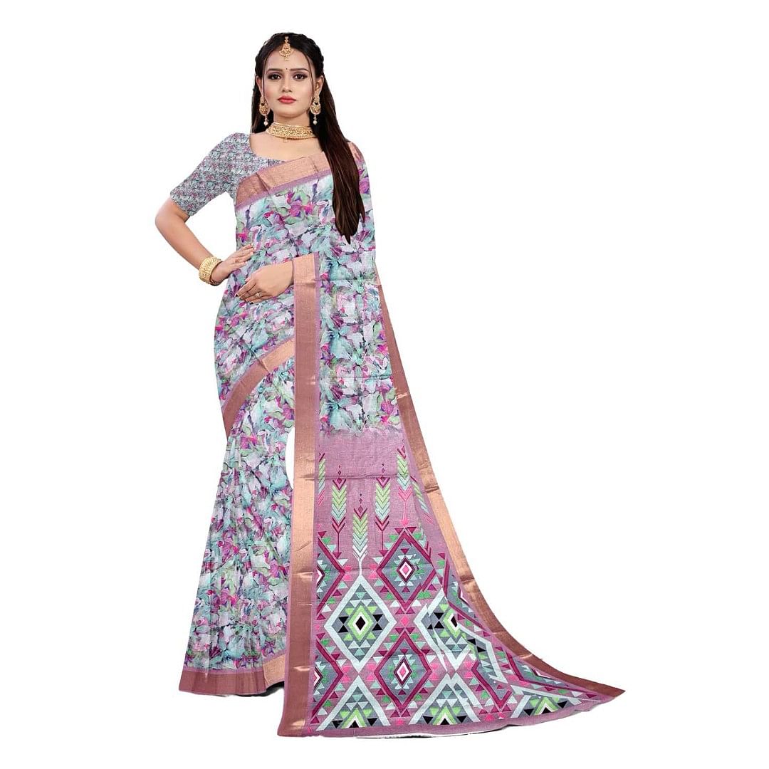 Authenzaa Women Saree ASWS087 Pink 