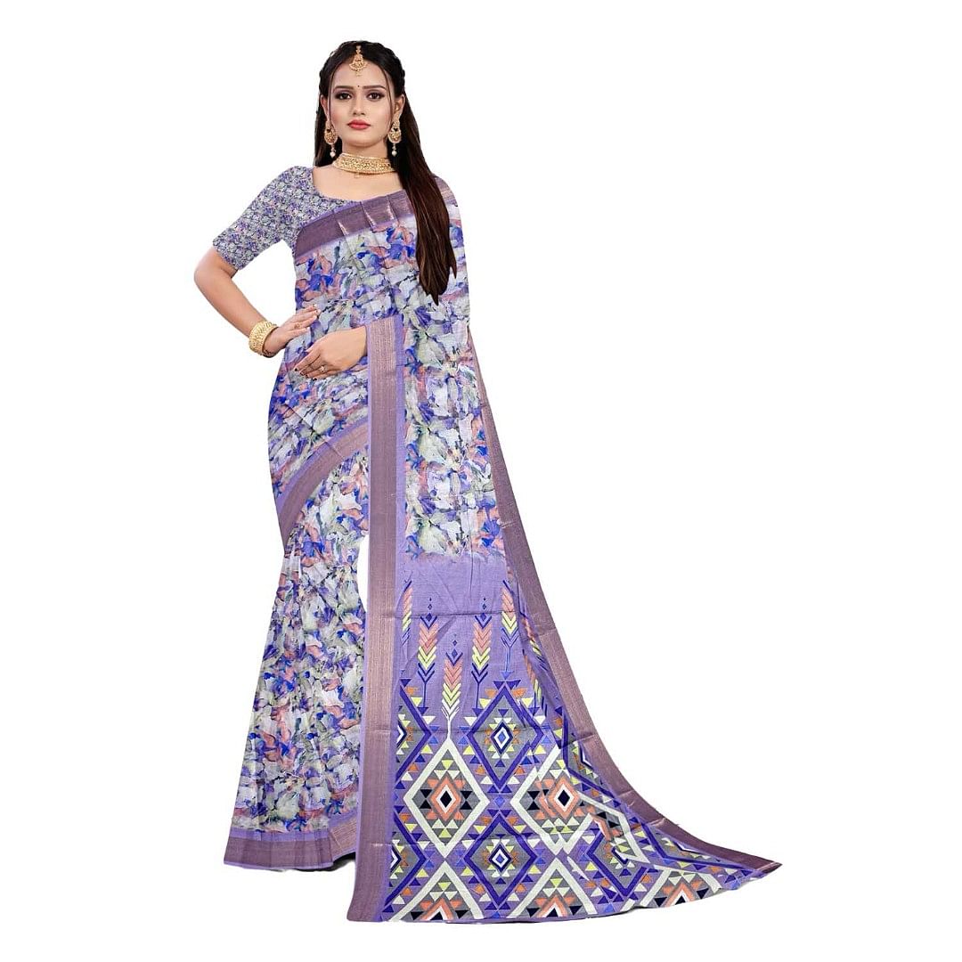 Authenzaa Women Saree ASWS087 Purple 