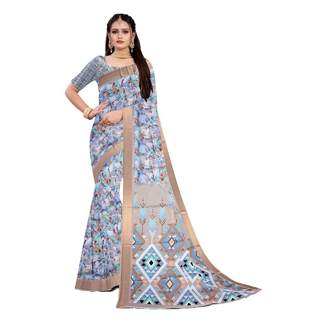 Authenzaa Women Saree ASWS087 Tan 