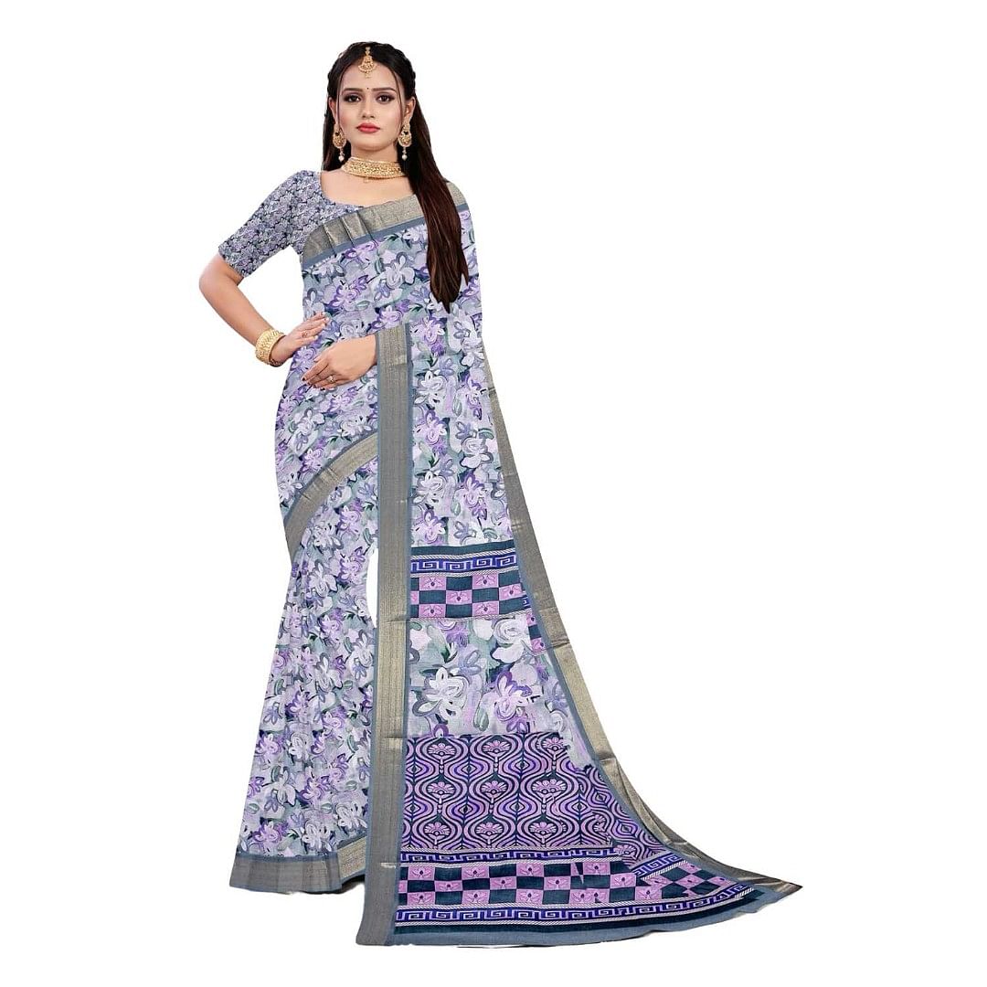 Authenzaa Women Saree ASWS088 Purple 