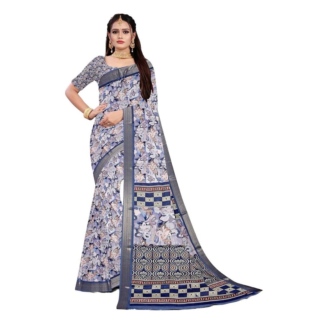 Authenzaa Women Saree ASWS088 Peach 