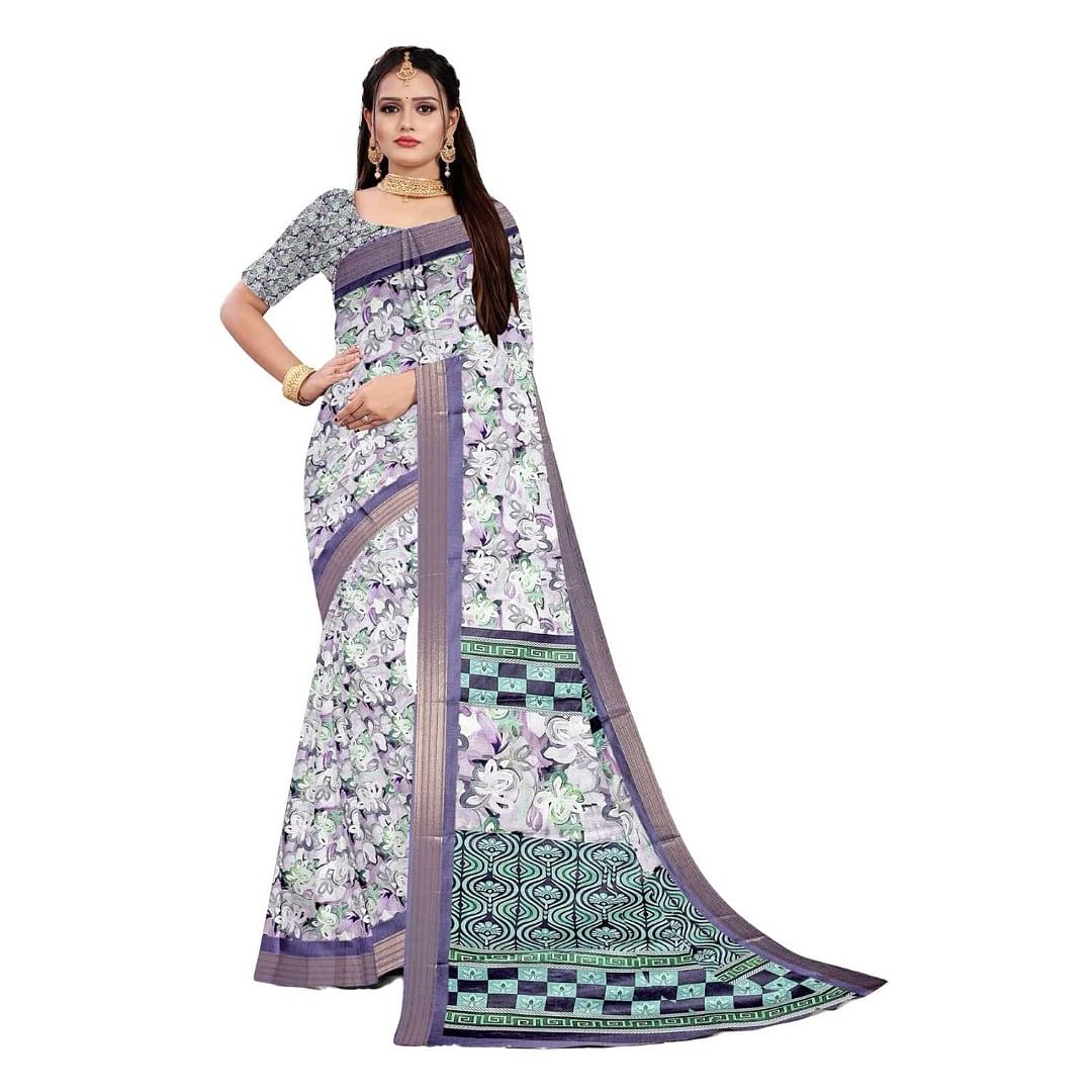 Authenzaa Women Saree ASWS088 Turqoise 