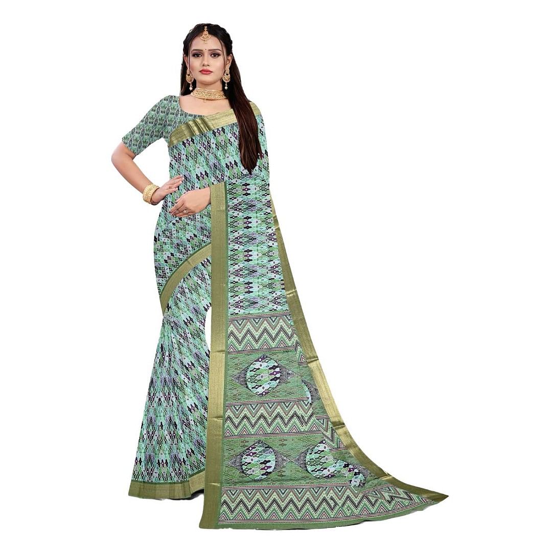 Authenzaa Women Saree ASWS089 Pista 