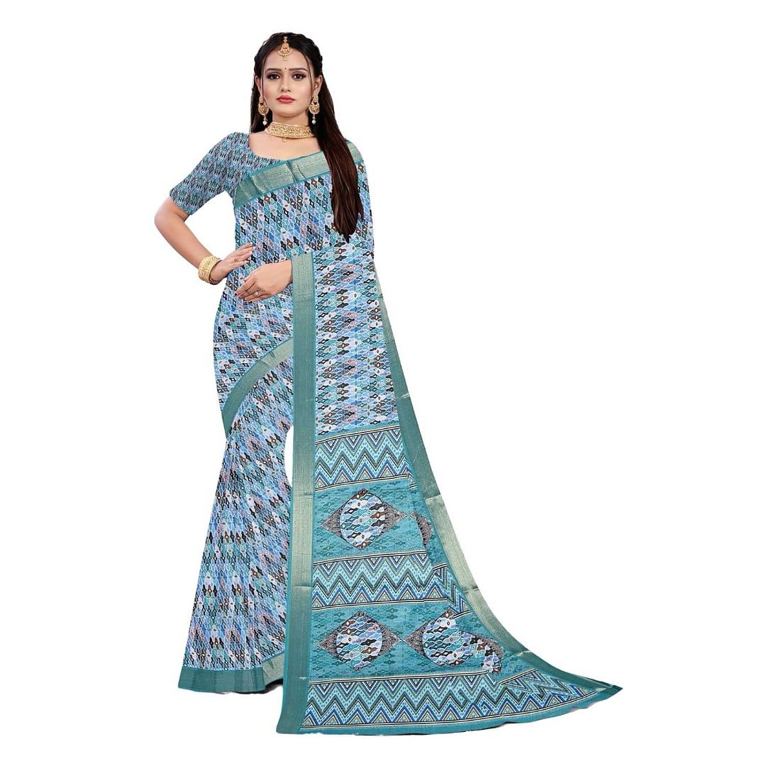 Authenzaa Women Saree ASWS089 Rama 