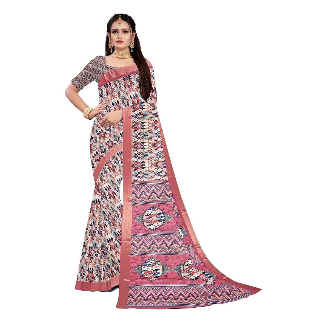 Authenzaa Women Saree ASWS089 Carrot 