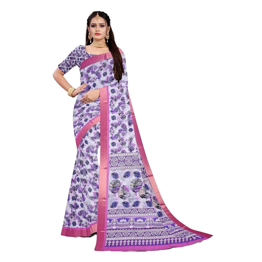 Authenzaa Women Saree ASWS090 Pink 