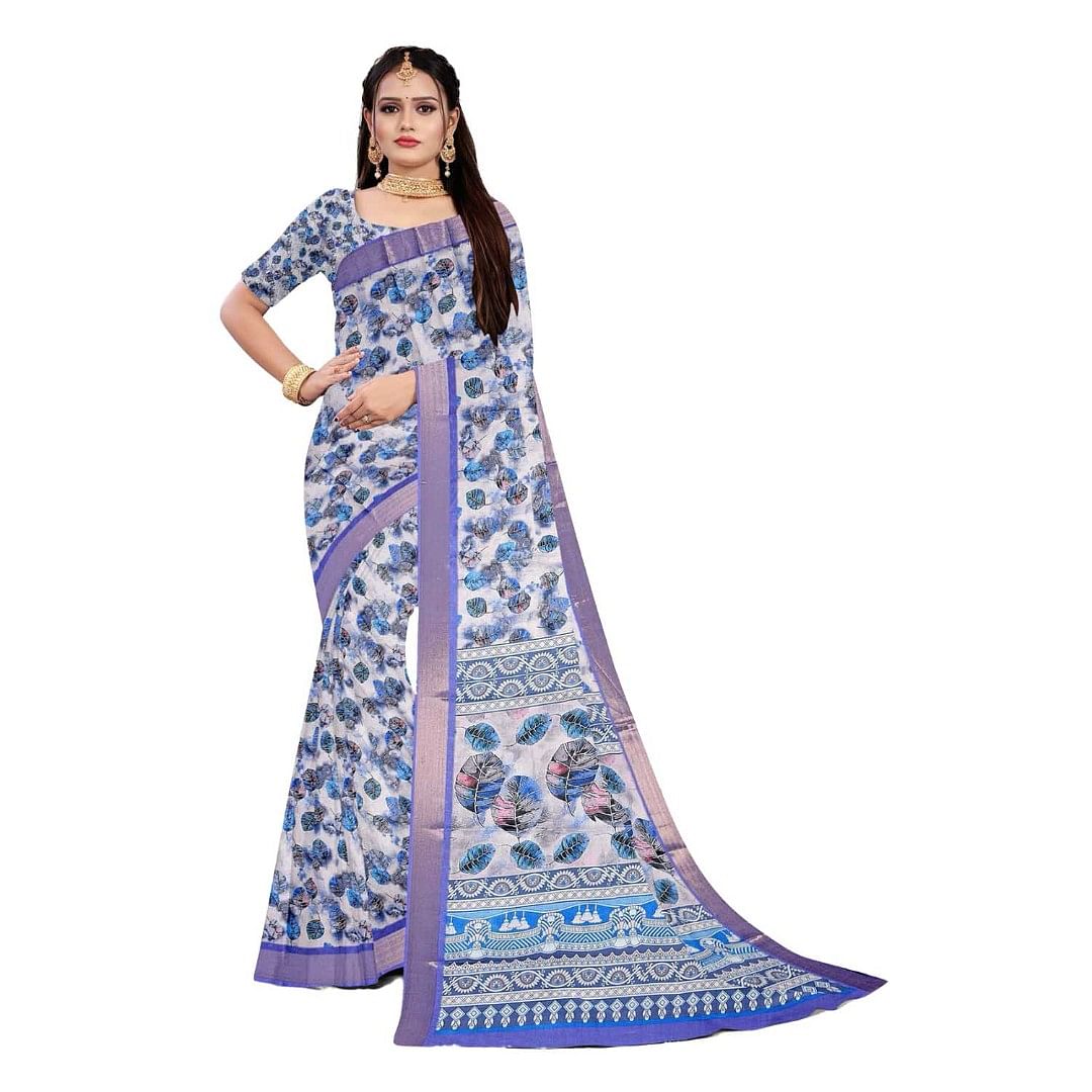 Authenzaa Women Saree ASWS090 Blue 