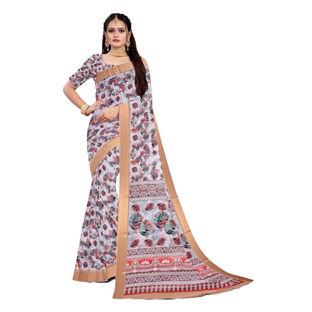 Authenzaa Women Saree ASWS090 Peach 