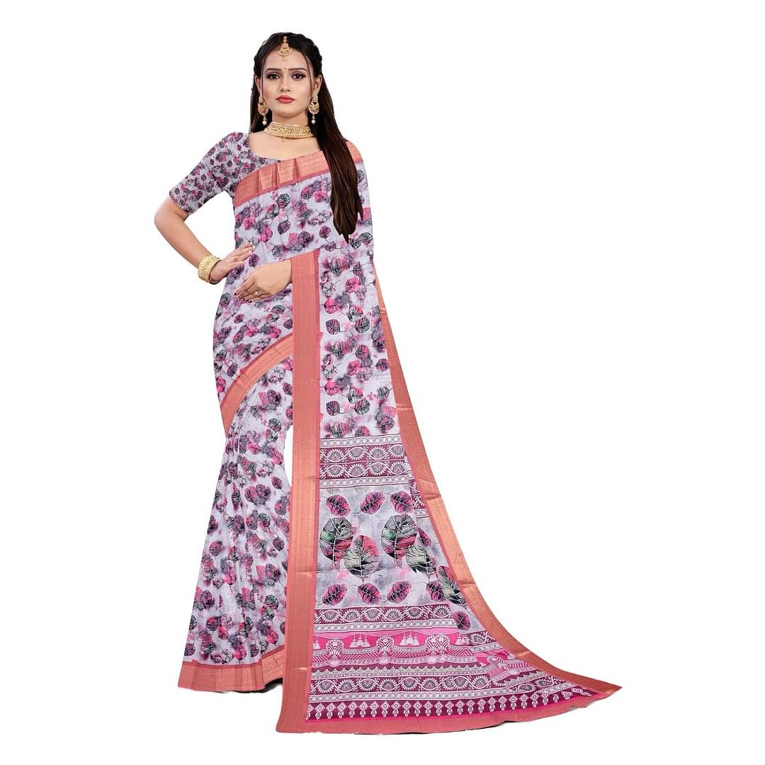 Authenzaa Women Saree ASWS090 Carrot 