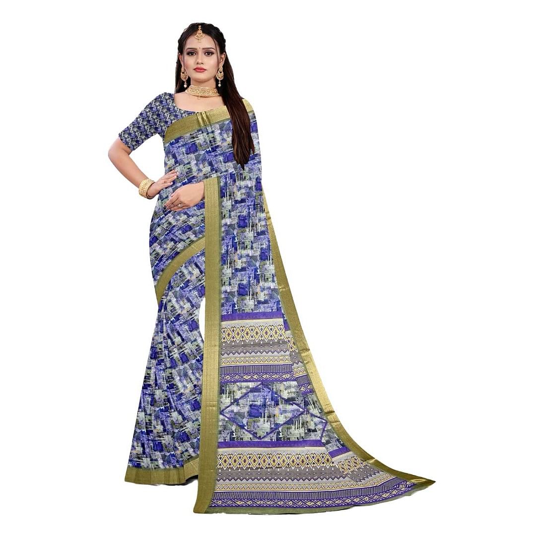 Authenzaa Women Saree ASWS091 Pista 