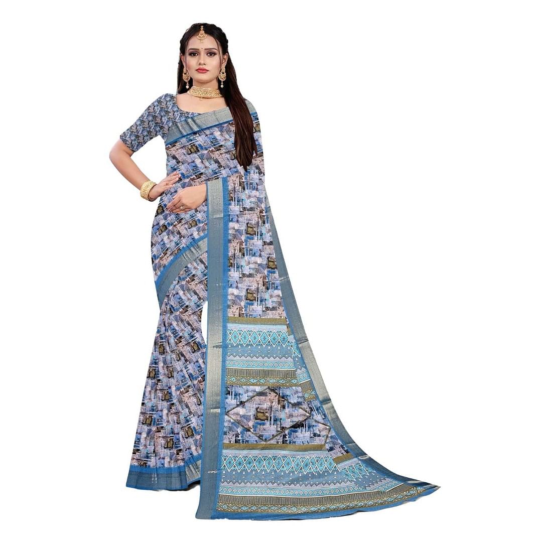 Authenzaa Women Saree ASWS091 Blue 