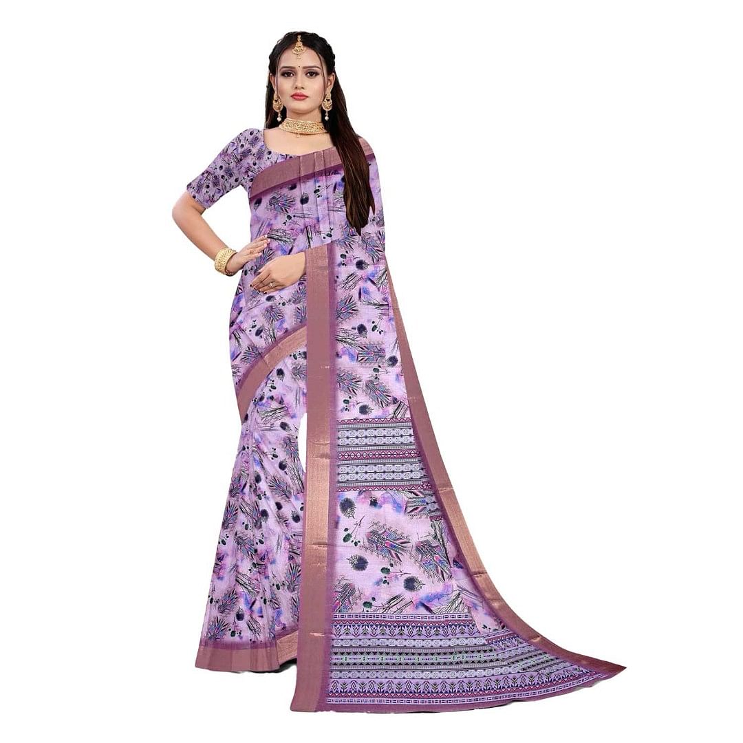 Authenzaa Women Saree ASWS092 Purple 