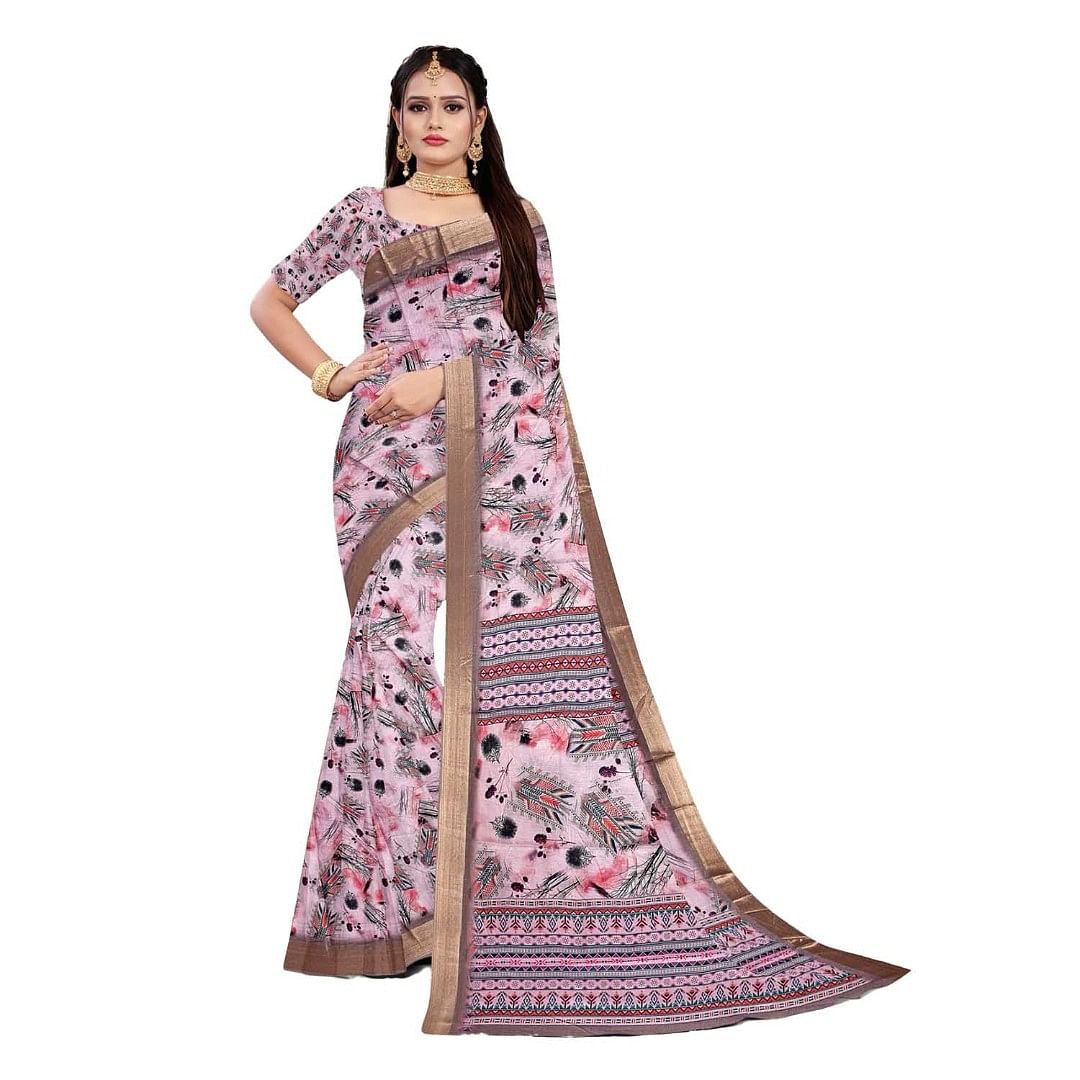 Authenzaa Women Saree ASWS092 Tan 
