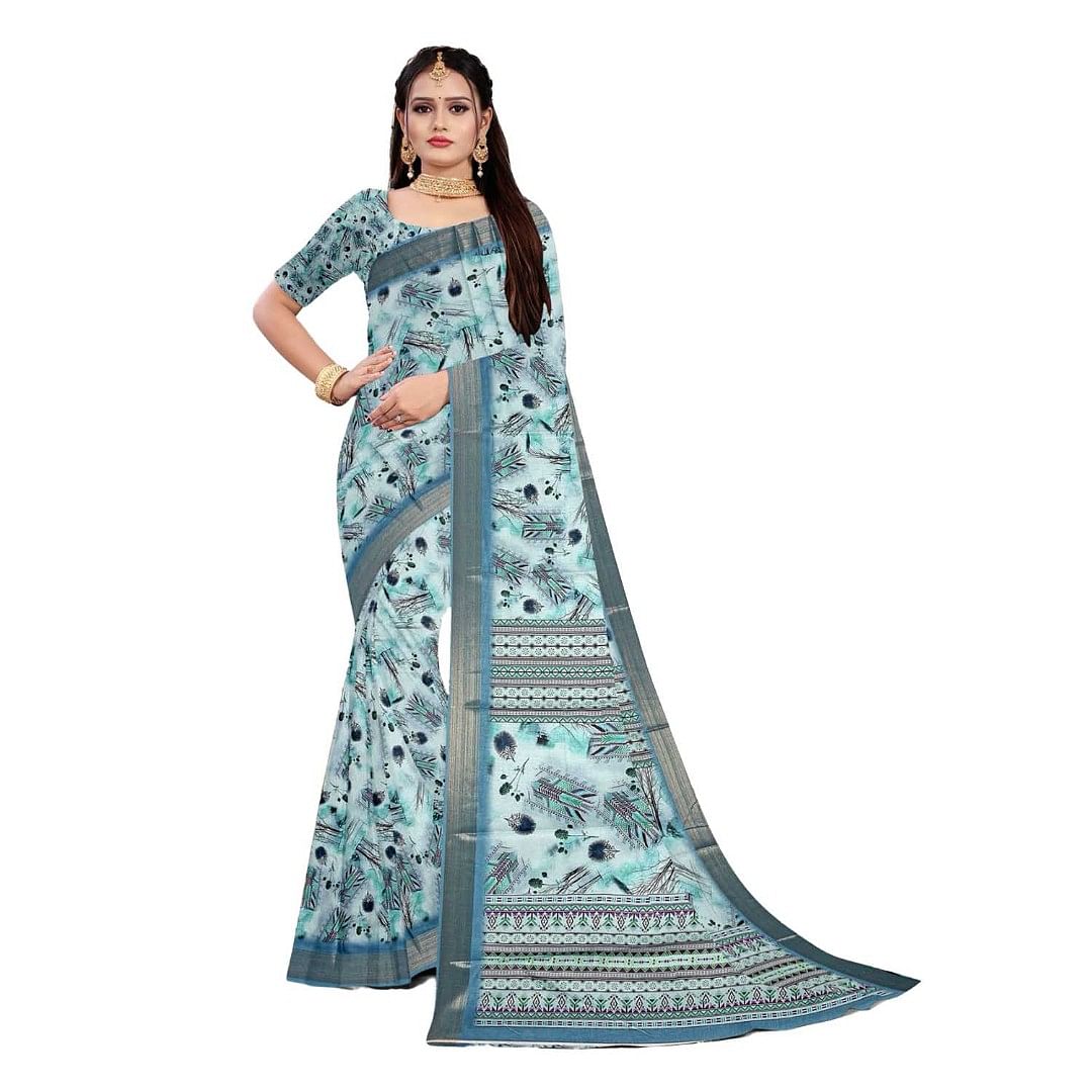 Authenzaa Women Saree ASWS092 Blue 