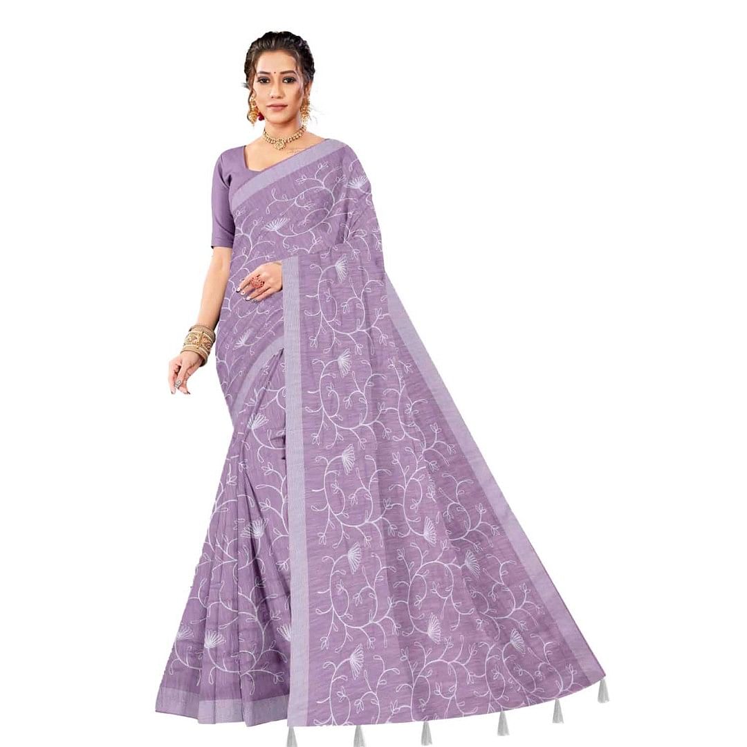 Authenzaa Women Saree ASWS075 Purple 