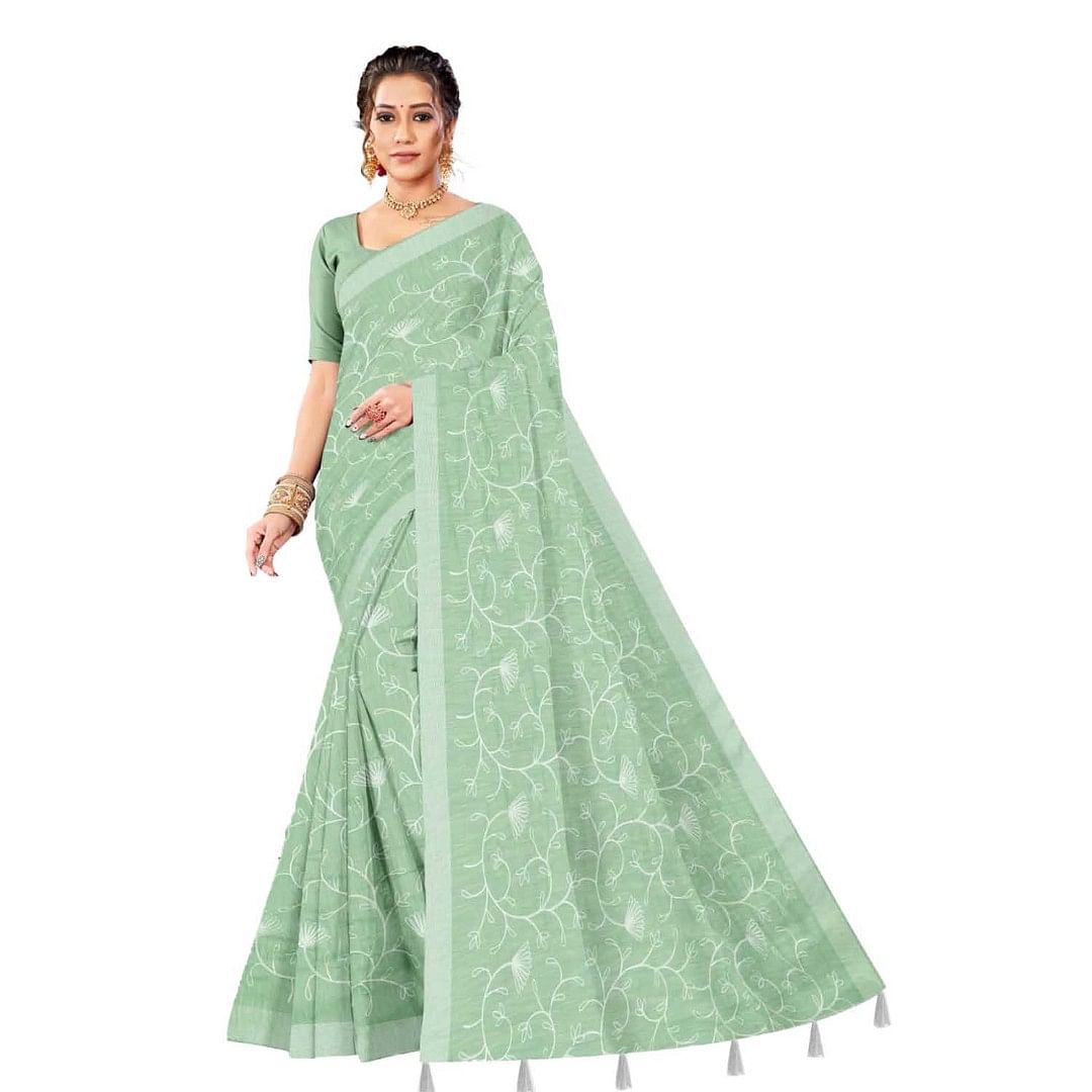 Authenzaa Women Saree ASWS075 Pista 