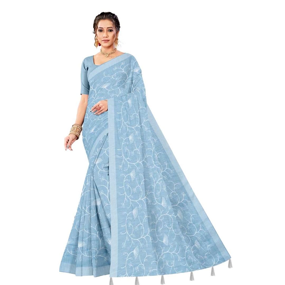 Authenzaa Women Saree ASWS075 Grey 