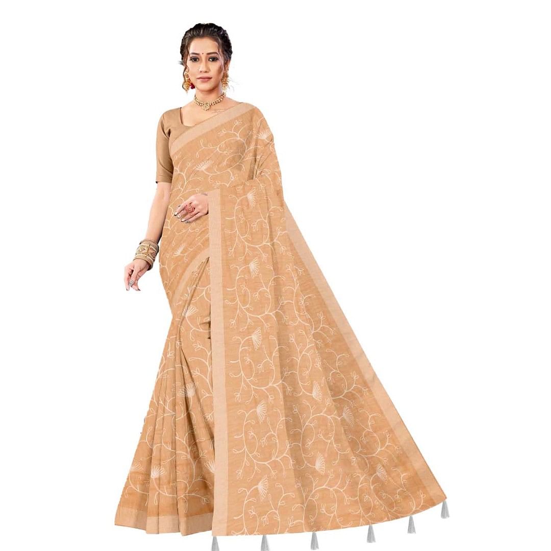 Authenzaa Women Saree ASWS075 Skin 
