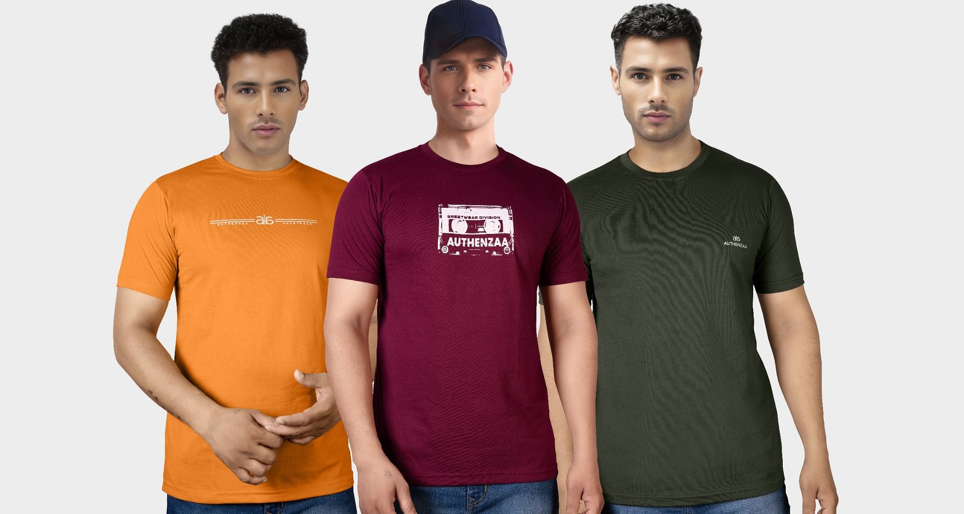 Authenzaa Men 3pcs Set Round Neck T-Shirt MHPRNT002 Multi 
