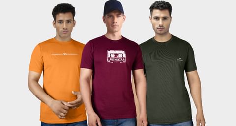 Authenzaa Men 3pcs Set Round Neck T-Shirt MHPRNT002 Multi 