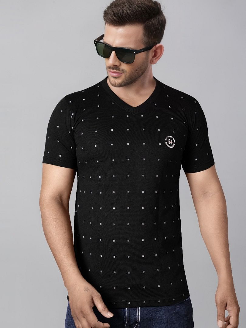 Authenzaa V Neck T-Shirt GKVNT002 Black 
