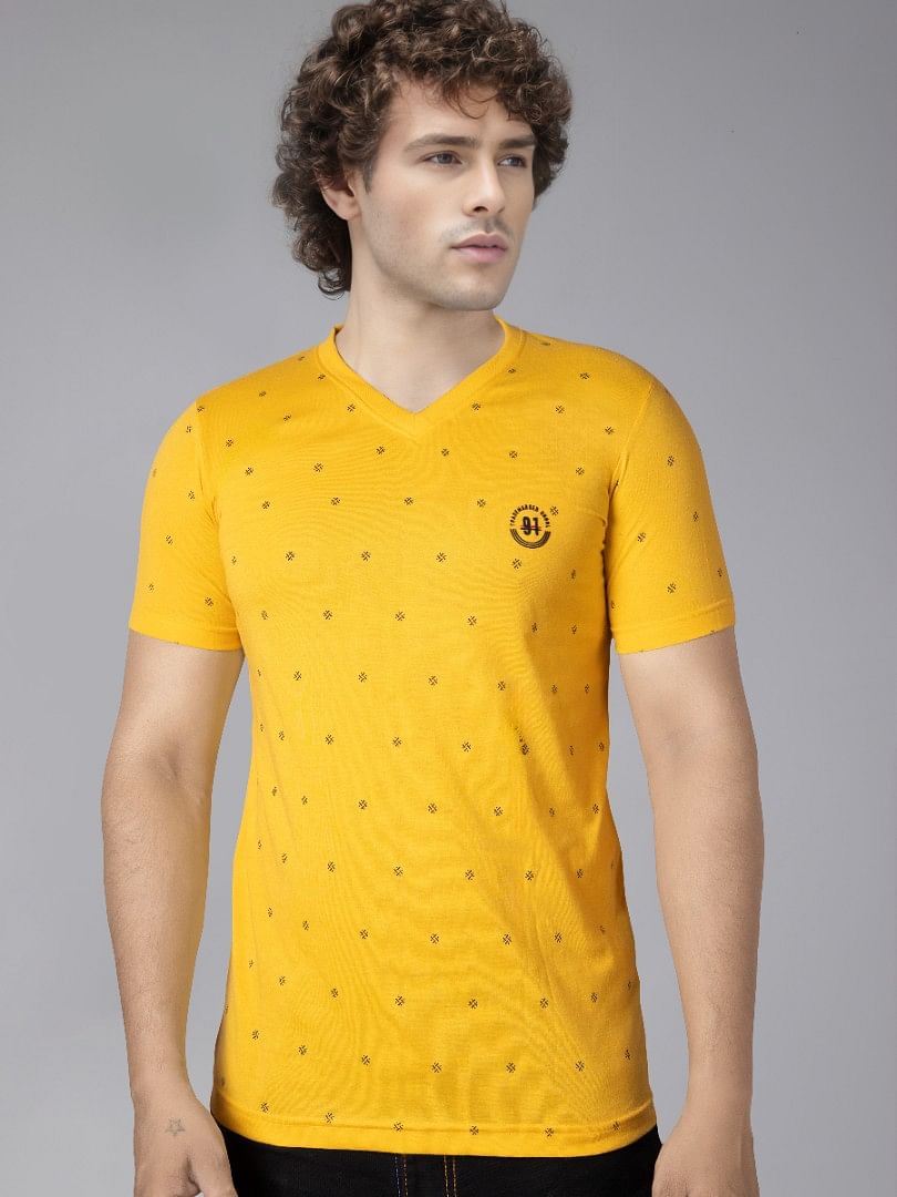 Authenzaa V Neck T-Shirt GKVNT006 Yellow 