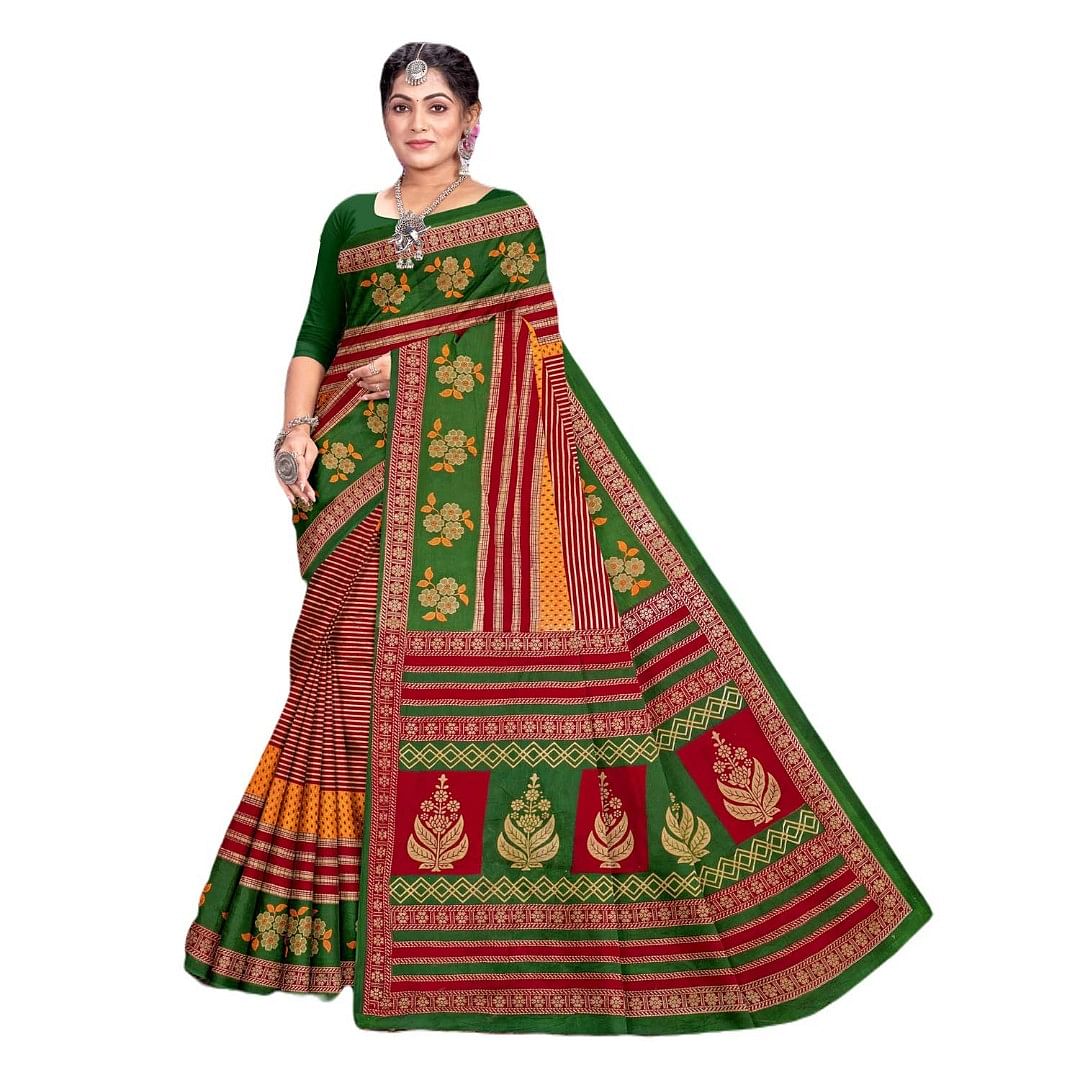 Authenzaa Women Cotton Saree JMDCS066 Multi 