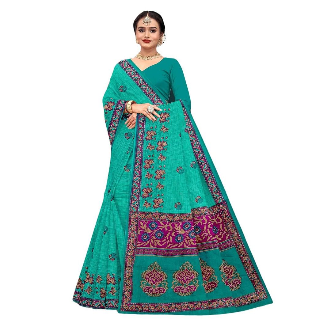 Authenzaa Women Cotton Saree JMDCS066 Persian 