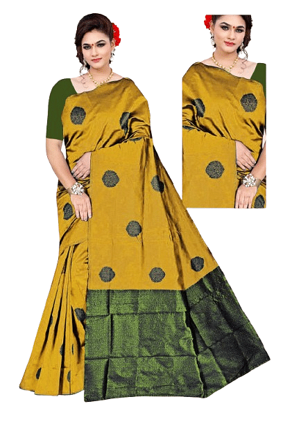 Authenzaa Women Saree ASWS055  Musturd 