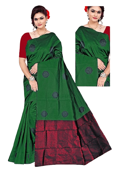 Authenzaa Women Saree ASWS055  Bottle Green 