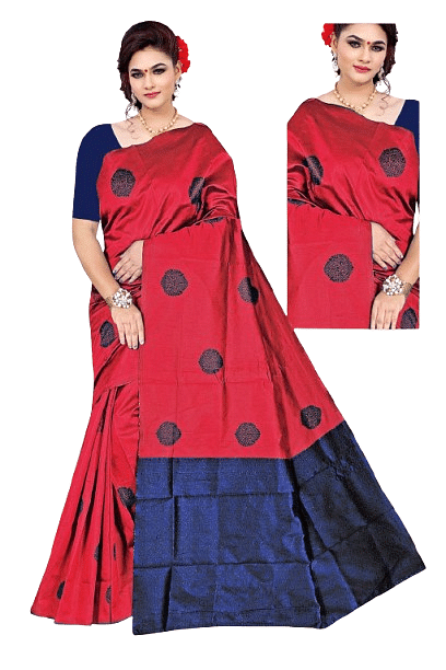 Authenzaa Women Saree ASWS055  Carrot 