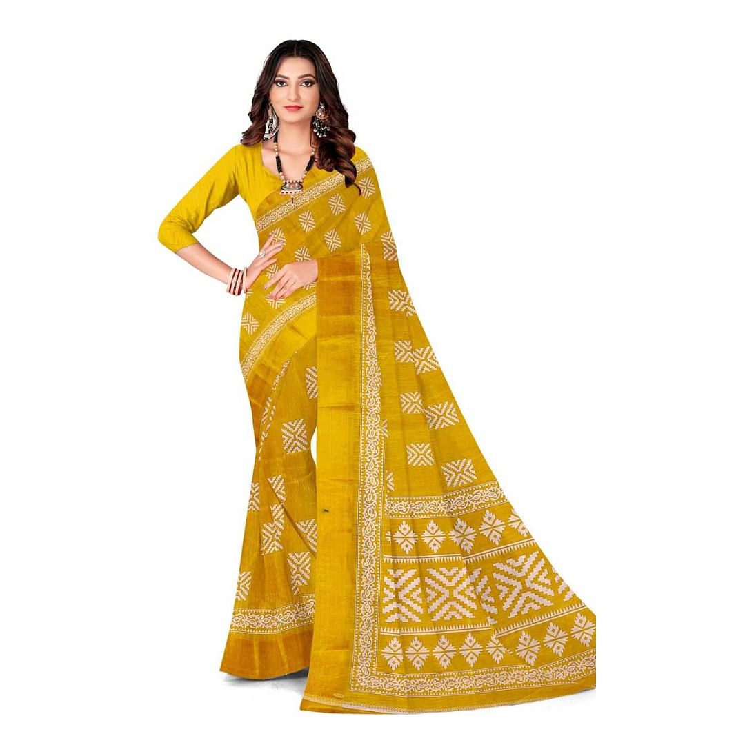 Authenzaa Women Saree ASWS094 Musturd 