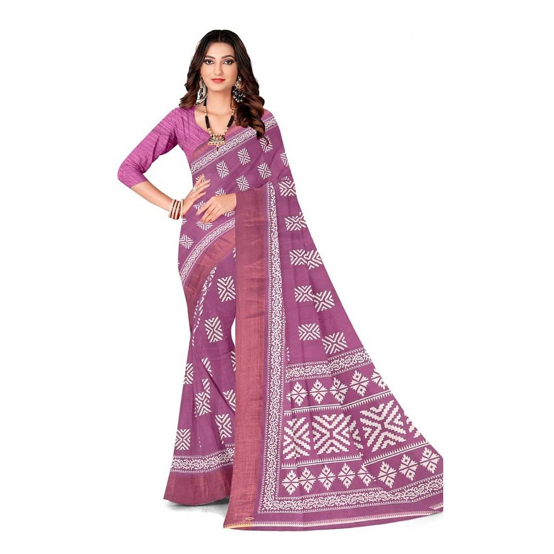 Authenzaa Women Saree ASWS094 Pink 
