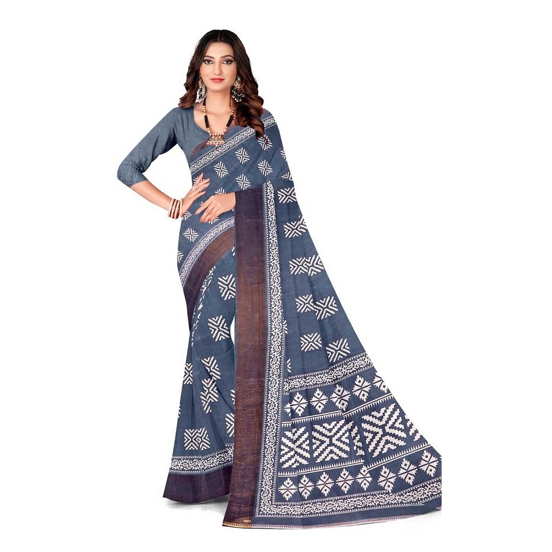 Authenzaa Women Saree ASWS094 Navy 