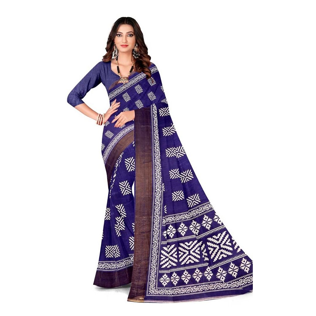 Authenzaa Women Saree ASWS094 Dark Blue 