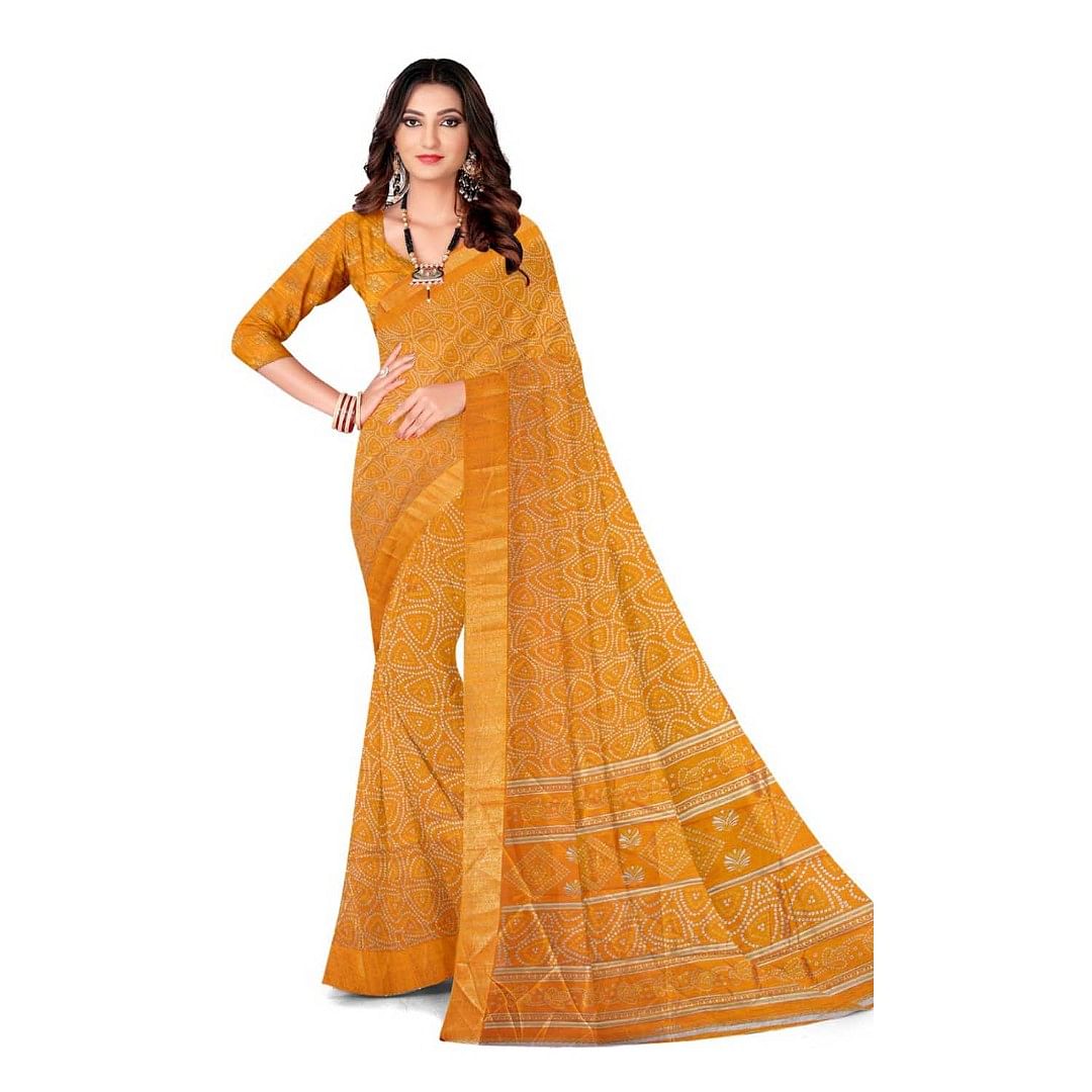 Authenzaa Women Saree ASWS095 Yellow 