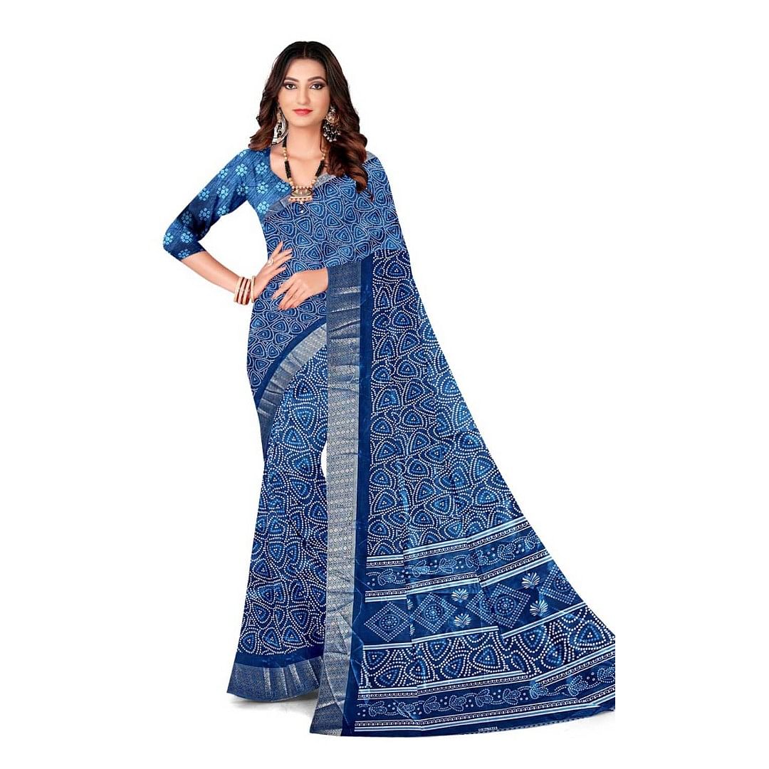 Authenzaa Women Saree ASWS095 Navy 